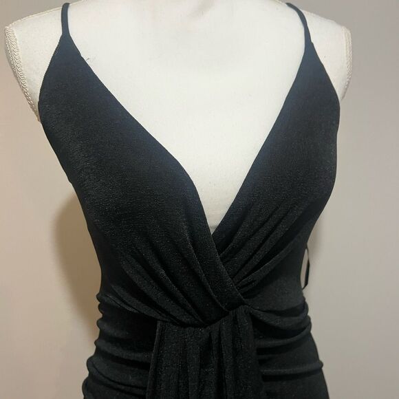 NWOT Mable Draped Detail Cami Midi Dress with adjustable straps size small black - Picture 10 of 13